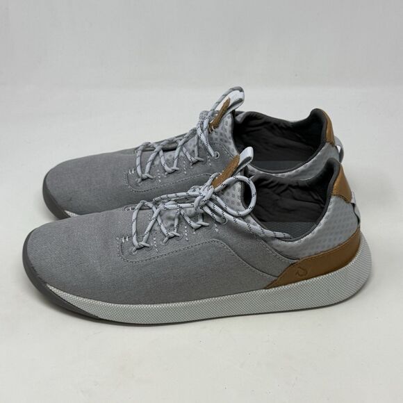 Olukai Nanea Li Shoes Mens 10 Gray Canvas Casual Comfort Lace Up Low Sneakers - Picture 2 of 14